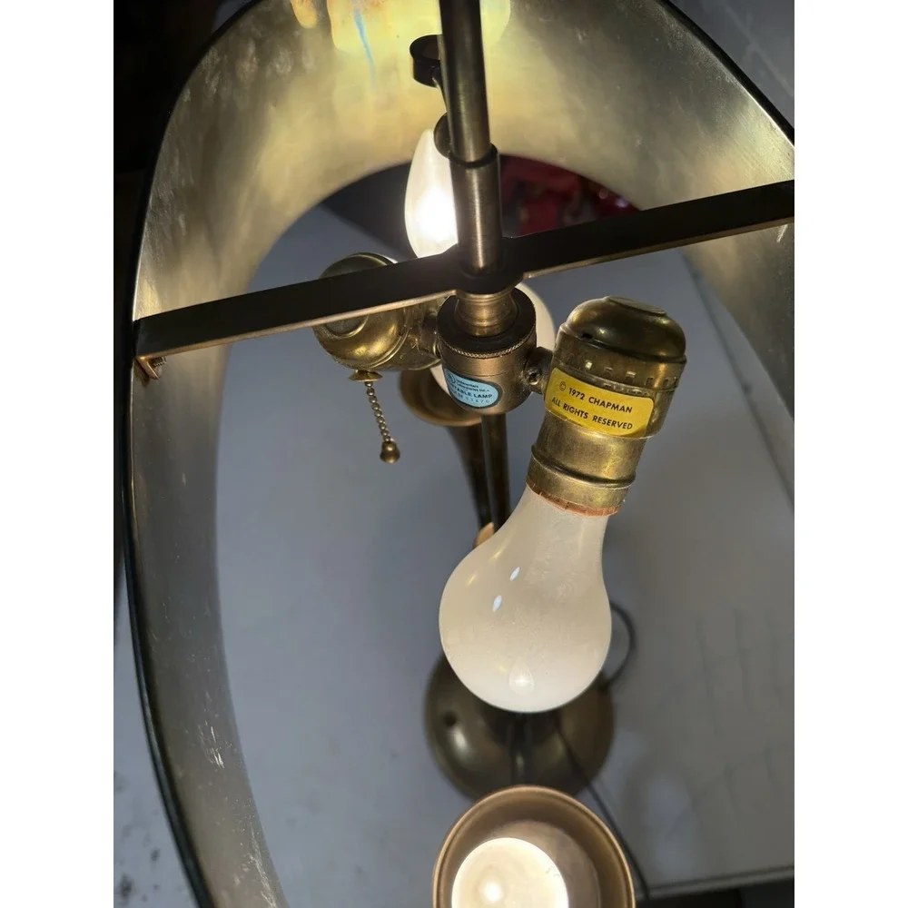Classic Chapman French Horn Style Buillotte Lamp with Oblong Metal Shade 29